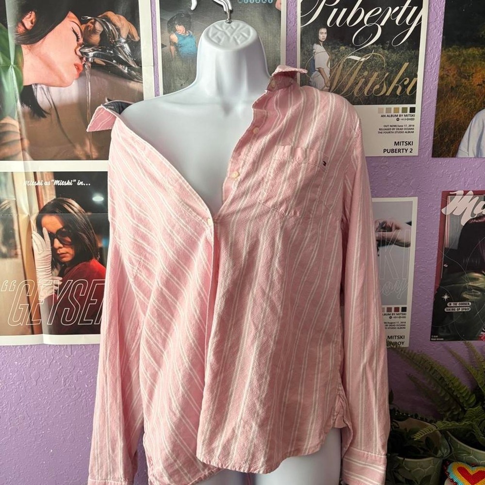 Tommy Hilfiger Pink Striped Button-Down Size L